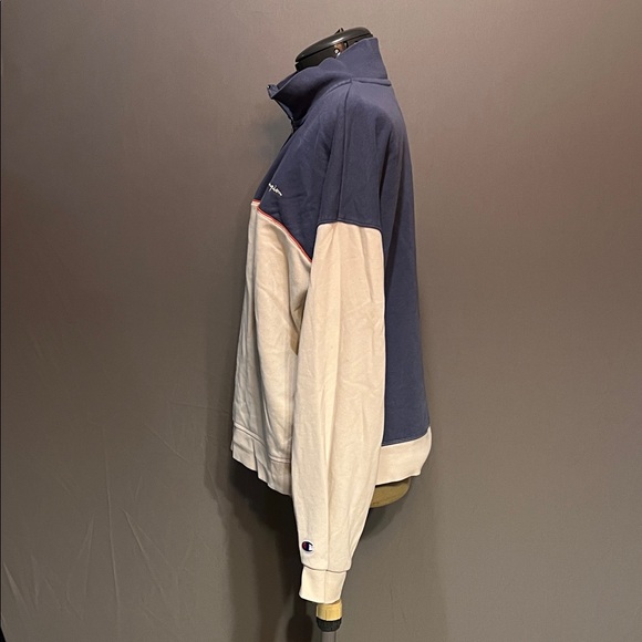 Champion Women’s Large 1/4 Zip Pullover | Navy & Cream Colorblock - Picture 4 of 7